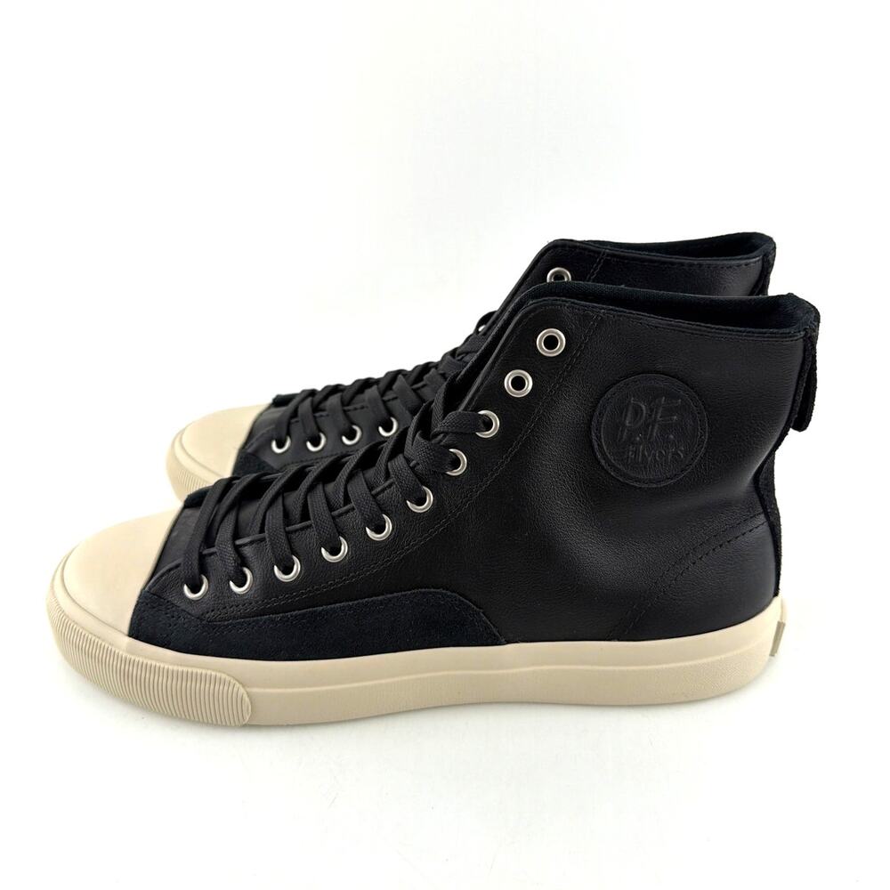 P.F. Flyers Black Sea Salt All-American High-Top Luxe Sneakers Size M 11 W 12.5 - Picture 9 of 12